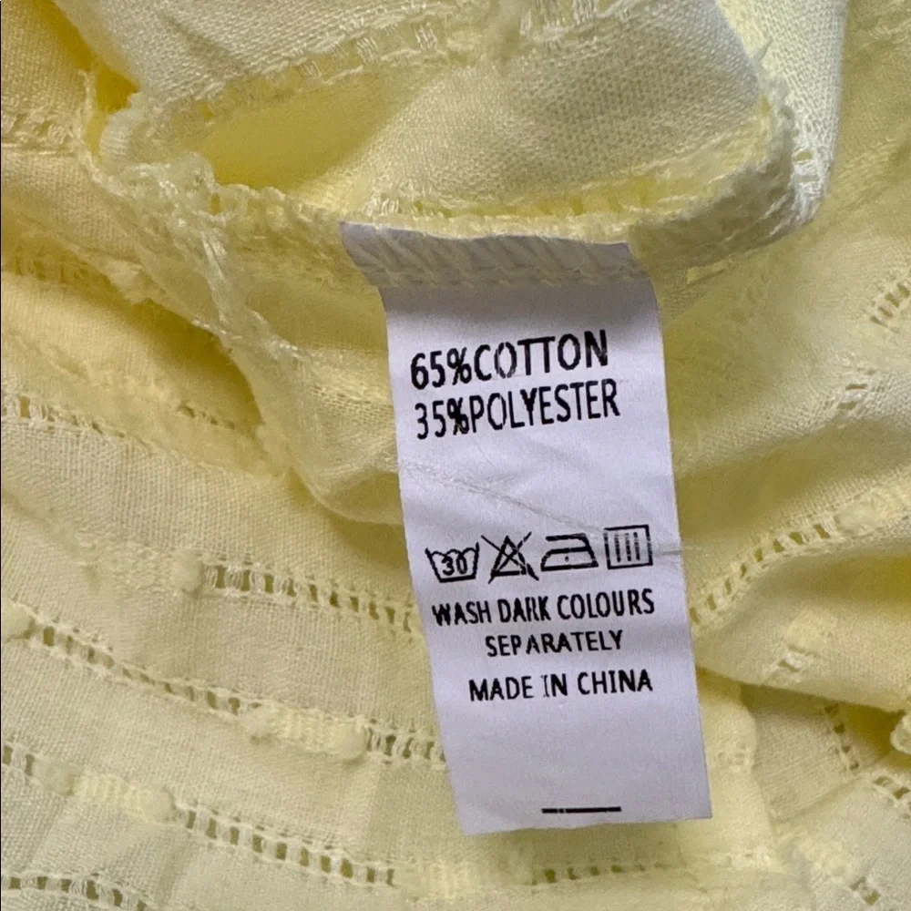 Yellow Sheer Textured Button-Up Shirt and Shorts Swim Cover Set